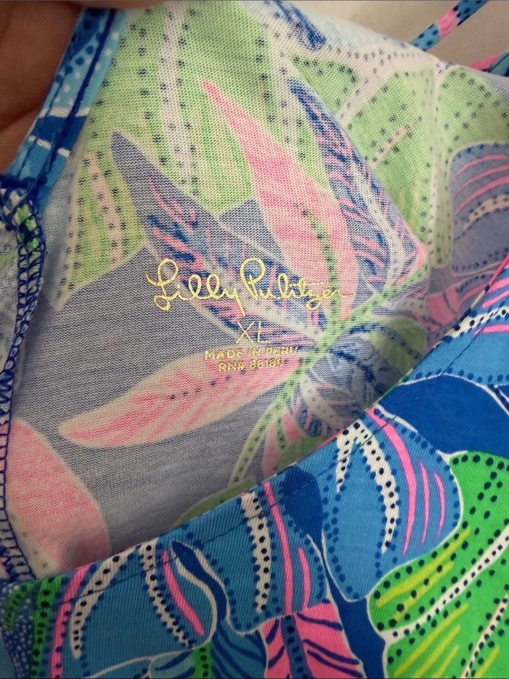 Lilly Pulitzer Kristen Dress XL Tropical Print Shift Dress - Blue, Pink & Green - Picture 2 of 7